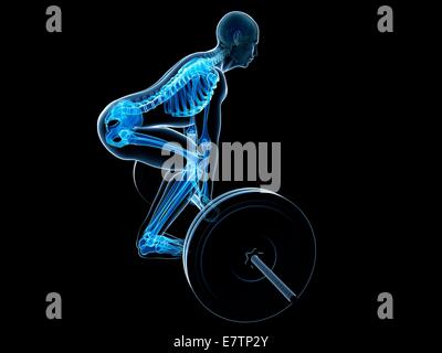 La postura corretta durante il peso della formazione, computer grafica. Foto Stock