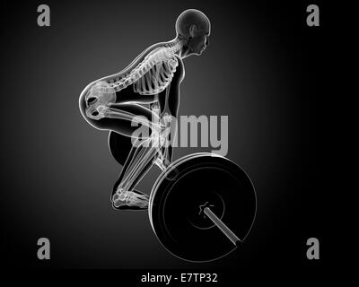 La postura corretta durante il peso della formazione, computer grafica. Foto Stock