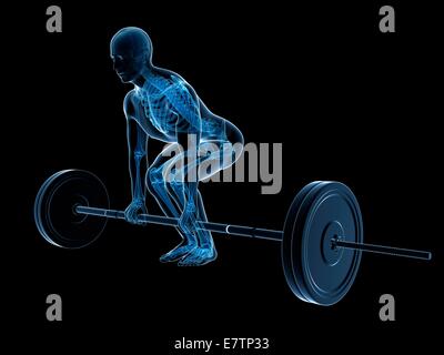 La postura corretta durante il peso della formazione, computer grafica. Foto Stock