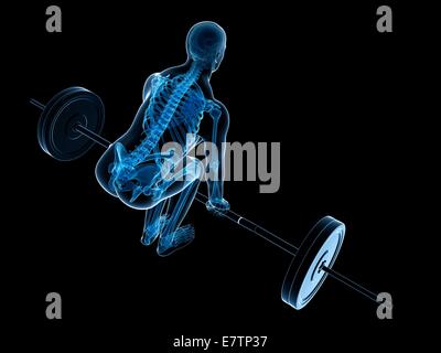 La postura corretta durante il peso della formazione, computer grafica. Foto Stock