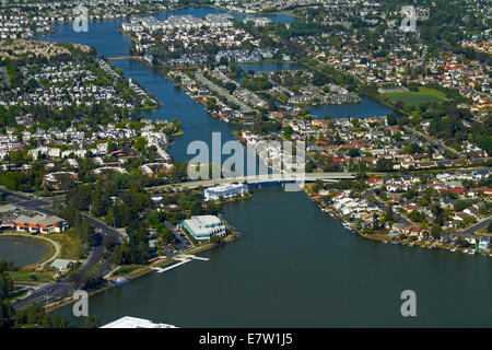 Vie navigabili a Redwood Shores, Redwood City, San Francisco, California, Stati Uniti d'America - aerial Foto Stock