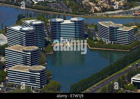 Oracle Corporation sede e vie navigabili, Redwood Shores, Redwood City, San Francisco, California, Stati Uniti d'America - aerial Foto Stock