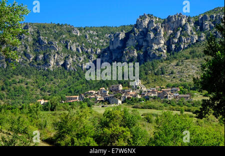 Le Rozier Village Tarn Gorge Aveyron Midi-Pirenei a sud ovest della Francia Foto Stock