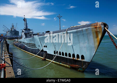 USS Pampanito (SS383), storico della seconda guerra mondiale sommergibile Memorial e Museo, Pier 45, Fishermans Wharf di San Francisco, California, Stati Uniti d'America Foto Stock