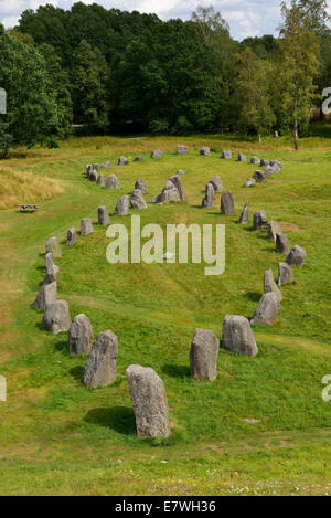 Tumulo e nave di pietra a forma di sepolture, Anundshög, Vasteras, Svezia 140812 62022 Foto Stock