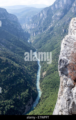 Le gole del Verdon visto da i punti panoramici (14 punti panoramici) del Crest Road (Alpes de Haute Provence). Foto Stock