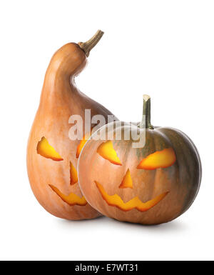 Zucche di Halloween isolato su uno sfondo bianco Foto Stock