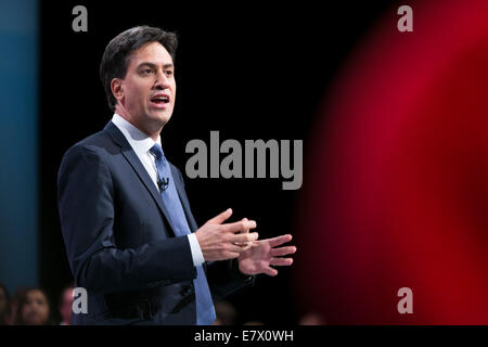 Labour Party Conference 2014 23-09-14 Ed Miliband Foto Stock