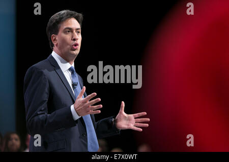 Labour Party Conference 2014 23-09-14 Ed Miliband Foto Stock