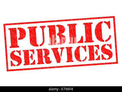 Servizi pubblici rosso timbro di gomma su uno sfondo bianco. Foto Stock