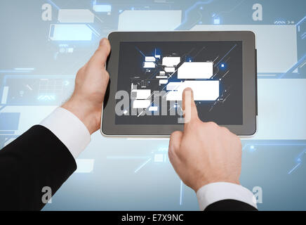 Close up uomo mani toccano un tablet pc Foto Stock