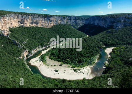 Meander, Gorges de l'Ardeche, Ardeche, Auvergne-Rhone-Alpes, Francia, Europa Foto Stock