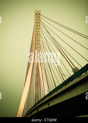 Ponte di sospensione oltre Martwa fiume Wisla a Danzica Danzica Polonia Europa Foto Stock