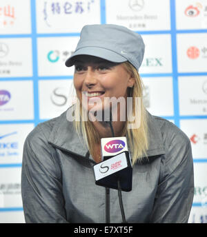 Pechino, Cina. 26 Sep, 2014. Il russo tennista Maria Sharapova assiste il 2014 la Cina apre conferenza stampa a Pechino, capitale della Cina, Sett. 26, 2014. Credito: Li Wen/Xinhua/Alamy Live News Foto Stock