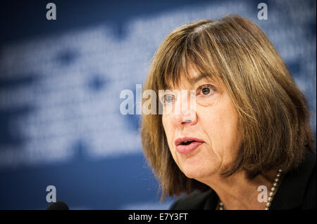 Bruxelles, BXL, Belgio. 26 Sep, 2014. Membro tedesco del parlamento europeo ( MEP ), Rebecca Harms, che ha volato ieri a Mosca per osservare la prova oggi stesso per accuse di spionaggio del pilota ucraino Nadiya Savchenko - ieri è stato negato l'ingresso in Russia, nonostante i titolari di un passaporto diplomatico. Dopo tre ore di attesa in aeroporto di Mosca aveva detto che lei era un ''indesiderabile'' persona in Russia e che la sua voce sarebbe un ''atto criminale''. Credito: ZUMA Press, Inc./Alamy Live News Foto Stock