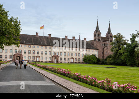 Il castello di abbazia di Corvey in Hoexter, Weserbergland, Renania settentrionale-Vestfalia, Germania, Europa Ehemalige Abtei und Schloss Corvey in Hö Foto Stock