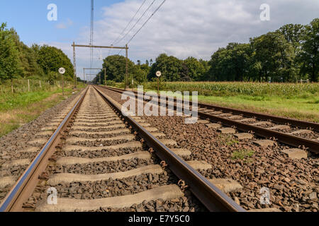 Rusty binari ferroviari sulla giornata di sole in Olanda Foto Stock