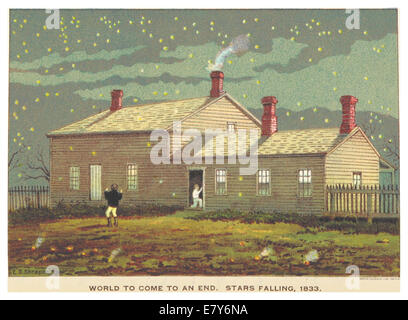 Questa illustrazione del 1898 di Conant raffigura la pioggia meteorica del 1833, un evento straordinario osservato in tutto il Nord America. Lo schizzo cattura il fenomeno celeste, che ha avuto un impatto significativo sull'osservazione scientifica delle meteore. Foto Stock