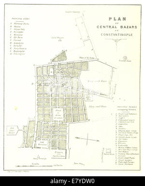 Questo piano del 1895 di Spry illustra la disposizione dei bazar centrali di Costantinopoli (l'odierna Istanbul). Il disegno fornisce informazioni sul vivace mercato e sulle infrastrutture commerciali della città alla fine del XIX secolo. Foto Stock