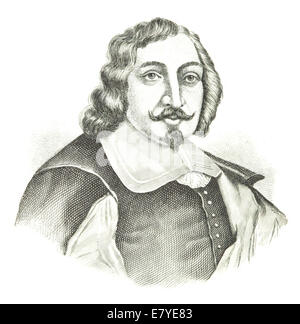 Questa illustrazione del 1882 di SULTE raffigura Samuel de Champlain, una figura chiave nella prima esplorazione canadese, che riflette la sua influenza sulla nuova Francia e sul mondo Atlantico. Foto Stock