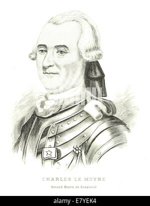 Questa illustrazione del 1882 di Sulte raffigura Charles le Moyne, una figura di spicco nella storia canadese, che mostra un ritratto storico dell'esploratore e colonista del XVII secolo. Foto Stock