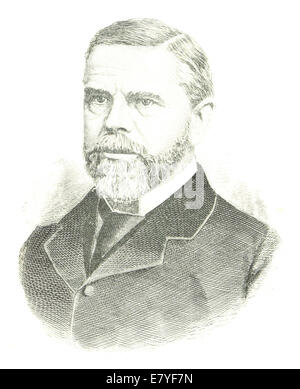 Questa illustrazione del 1884 di Sulte mostra Edmund J. Harbeau, una figura notevole nella storia canadese, accompagnata da una mappa. Rappresenta gli sforzi di Sulte per documentare personalità e luoghi importanti durante questo periodo. Foto Stock