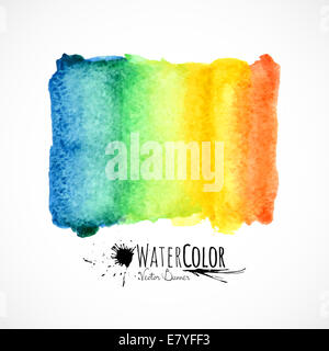 Acquerello colori luminosi verniciati banner isolato Foto Stock
