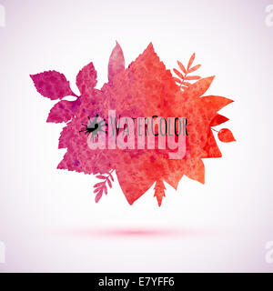 Red acquarello dipinto di foglie di autunno banner Foto Stock