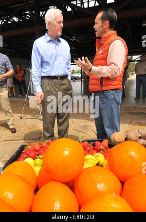 San Antonio, Texas, Stati Uniti d'America. 26 Sep, 2014. Il senatore John CORNYN, R-Tx., parla e tours San Antonio il banco alimentare con il suo CEO Eric Cooperduring recente incavo congressuale. Credito: Robin Jerstad/ZUMA filo/Alamy Live News Foto Stock