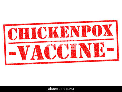 Vaccino di varicella rosso timbro di gomma su uno sfondo bianco. Foto Stock