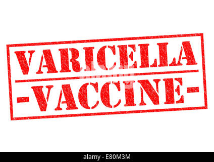 Vaccino contro la varicella rosso timbro di gomma su uno sfondo bianco. Foto Stock