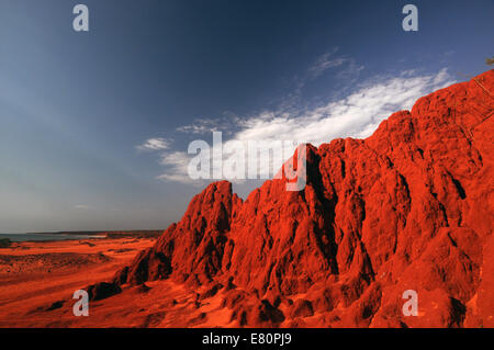 Rosso suoli pindan a James Price Point, Dampier Peninsula, Kimberley, Australia occidentale Foto Stock