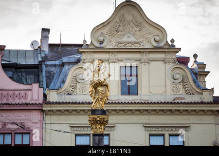 Colonna della Peste della Vergine Maria, Piazza della Repubblica, Pilsen, Boemia, Repubblica Ceca, Europa Foto Stock