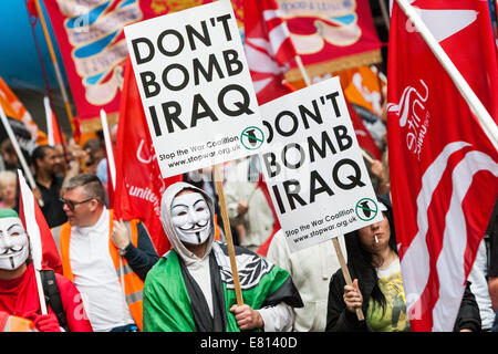 Birmingham, Regno Unito. Il 28 settembre 2014. A marzo e il rally, organizzata dai sindacati Congresso sotto il titolo, 'Midlands ha bisogno di un aumento di stipendio", ha avuto luogo a Birmingham domenica, settembre 28, 2014 in coincidenza con il Congresso del Partito conservatore che sta avendo luogo in Birmingham. Credito: Christopher Middleton/Alamy Live News Foto Stock