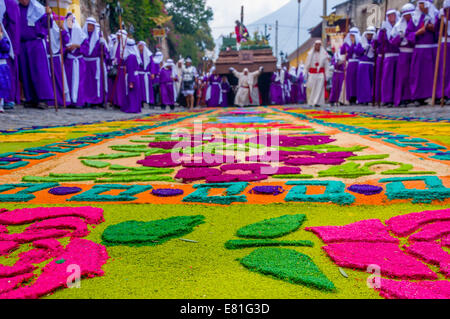 Tappeti di pasqua in Antigua Guatemala Foto Stock