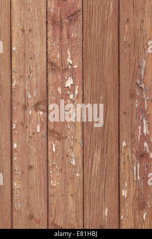 Vecchia staccionata in legno con la vernice si sfoglia brown Foto Stock