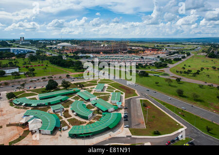 Vista dalla Torre della televisione su Brasilia, Brasile Foto Stock
