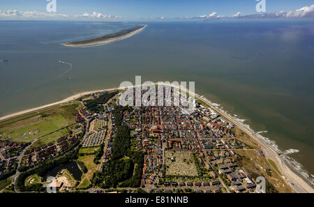 Vista aerea, città di Norderney, nella parte occidentale dell'isola, il Wadden Sea, Norderney, isola nel mare del Nord, Est Isole Frisone Foto Stock