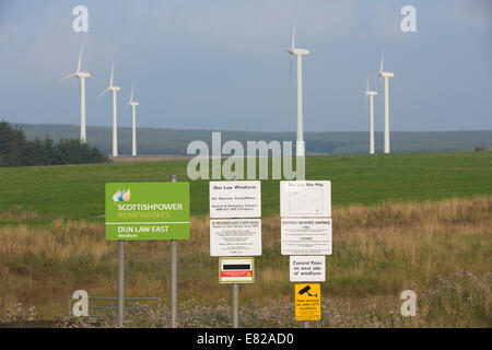 Diritto Dun est per centrali eoliche, Scottish Borders, Scotland, Regno Unito Foto Stock