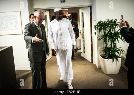 Bruxelles, BXL, Belgio. 29Sep, 2014. Mousa Mara Primo ministro del Mali (R ) e Herman Van Rompuy, il presidente del Consiglio europeo prima della riunione a livello europeo la sede del Consiglio a Bruxelles, in Belgio il 29.09.2014 da Wiktor Dabkowski Credito: Wiktor Dabkowski/ZUMA filo/Alamy Live News Foto Stock