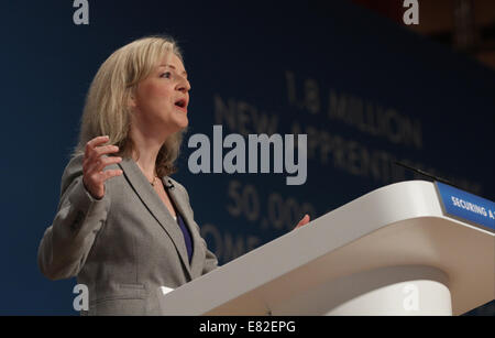 ELIZABETH TRUSS MP IL SEGRETARIO DI STATO PER LA ENVIRON 29 settembre 2014 CPI BIRMINGHAM INGHILTERRA Foto Stock