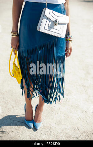 Helena Bordon arriva per la Issey Miyake fashion show di Parigi, Francia - Settembre 26, 2014 - Foto: Pista Manhattan/Celine Gaille/picture alliance Foto Stock