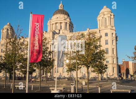 Porto di Liverpool edificio, Pier Head, Liverpool, Merseyside Regno Unito Foto Stock