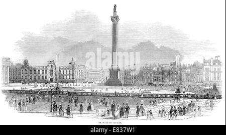 Trafalgar Square di Nelson's colonna 1844 Londra Foto Stock