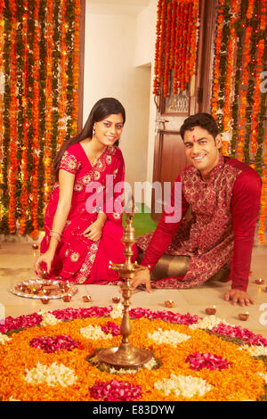 Indian Diwali Festival diya culto Foto Stock
