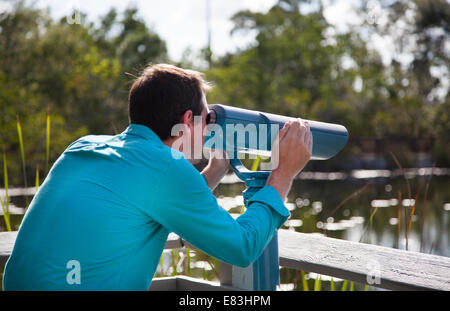 Si affacciano al buco blu stagno sul Big Pine Key in Florida Keys Foto Stock