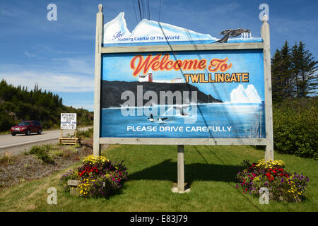 Twillingate segno di benvenuto, Terranova, Canada Foto Stock