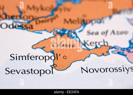 Close up della mappa di Crimea Foto Stock