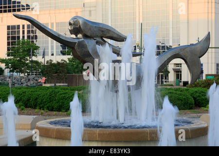 Fontana di Mark Leichliter in città Point Park, Norfolk, Virginia, Stati Uniti d'America Foto Stock