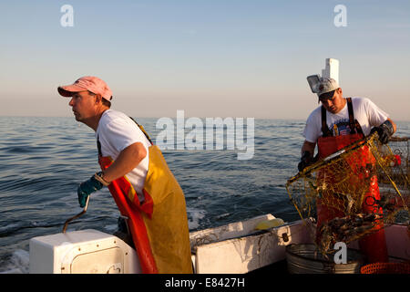 I pescatori di granchio, Tangeri isola, Eastern Shore, Maryland, Stati Uniti d'America. Foto Stock